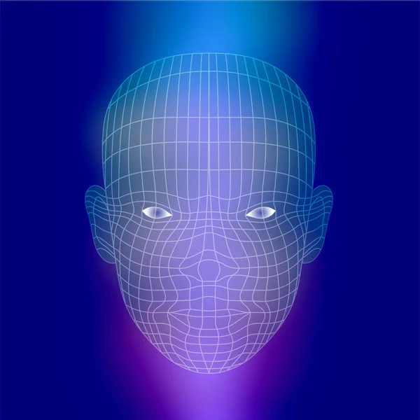 Ilustración Futurista Del Vector Facial Humano — Vector de stock