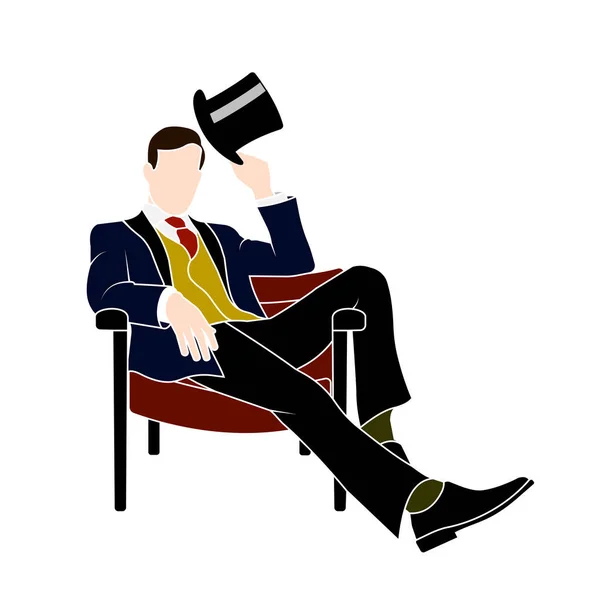 Gentleman Sitting Chair — Stock Vector