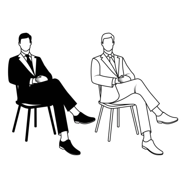 Man Suit Sitting Chair — Stock Vector
