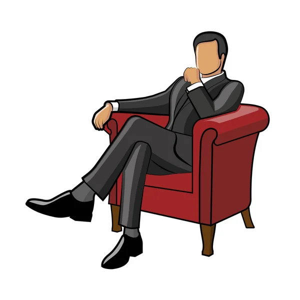Mann Anzug Sitzt Auf Einem Stuhl — Stockvektor