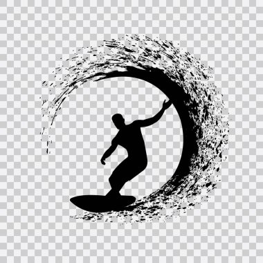 Dalga vektör illüstrasyonunda sörfçü