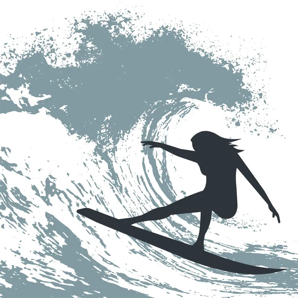 Surfista Ilustración Del Vector Onda — Vector de stock