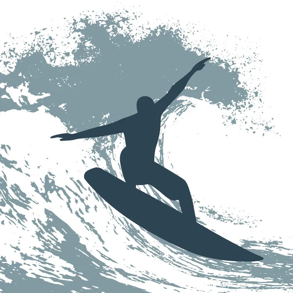 Surfista Ilustração Vetor Onda — Vetor de Stock