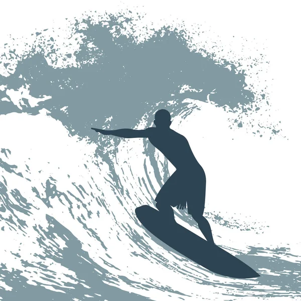 Surfista Ilustração Vetor Onda — Vetor de Stock