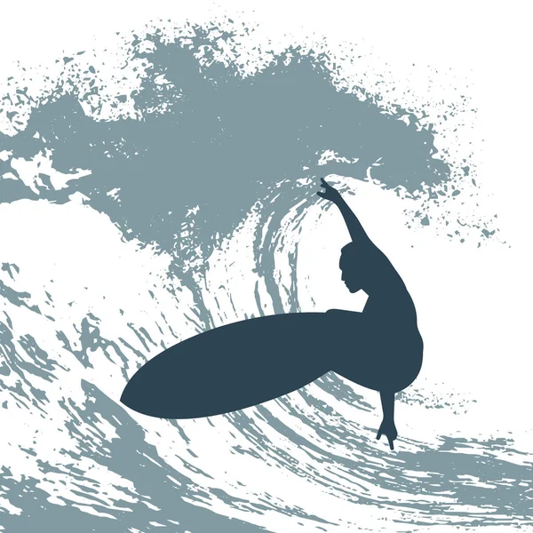 Surfista Sull Illustrazione Del Vettore Onda — Vettoriale Stock