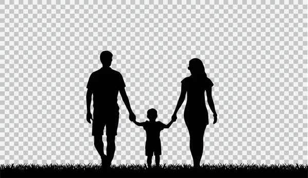 Family Silhouette Vector Illustration Transparent Background — Stock Vector