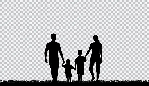 Family Silhouette Vector Illustration Transparent Background — Stock Vector