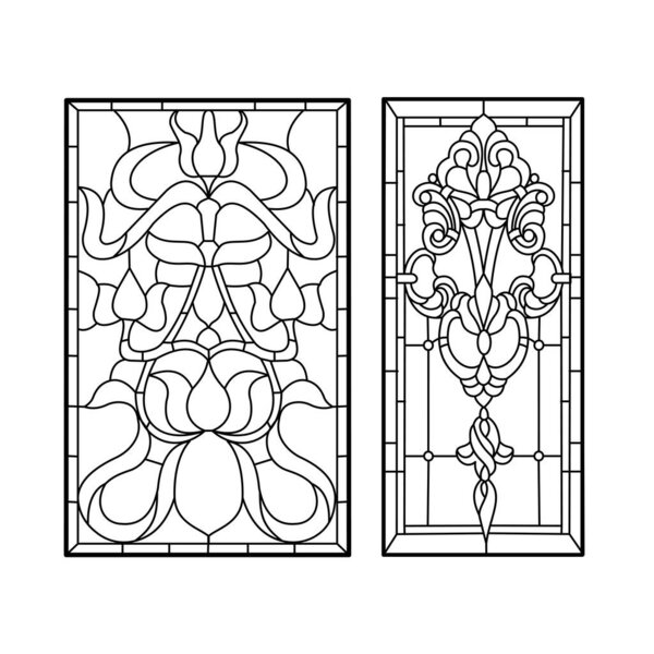Gothic windows. Vintage frames. Church stained-glass windows