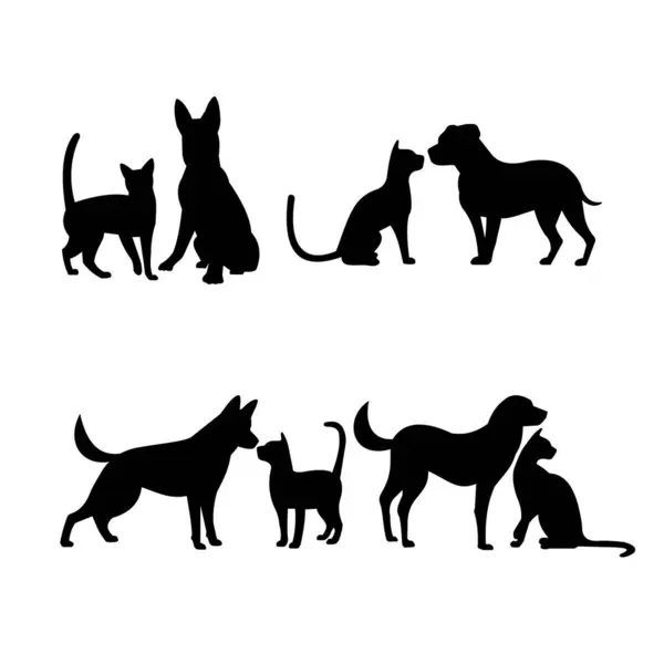 Cat Dog Silhouettes Vector Illustration — Stock Vector
