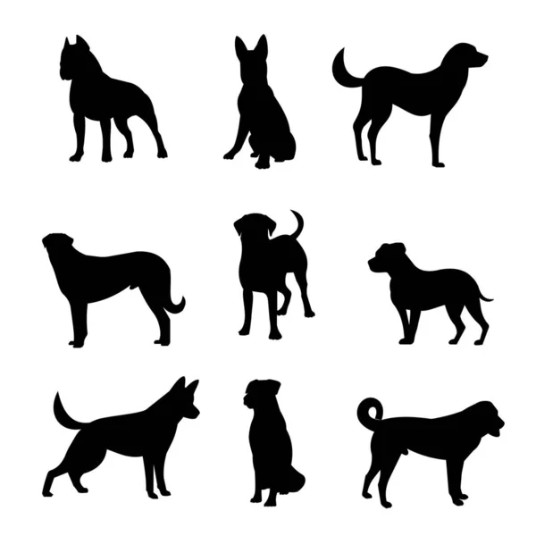 Dog Silhouette White Background — Stock Vector