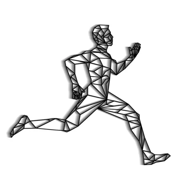 Running Man Made Polygons Vector Illustration — Stock Vector