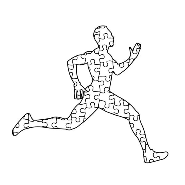 Running Puzzle Man Vector Illustration — Stock Vector