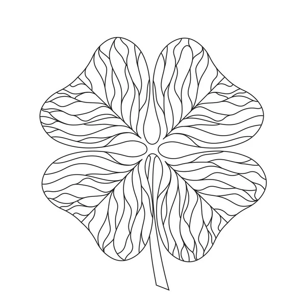 Clover Leaf Monochrome Silhouette Art Design — Stock Vector