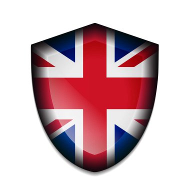 Kalkan vektör illüstrasyonunda büyük Britanya bayrağı