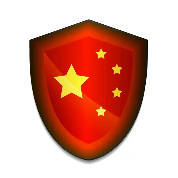 シールドベクトルイラストの中国国旗 ストックベクター