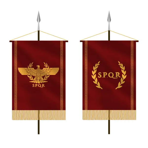Roman Flag Golden Eagle Vector De Stock