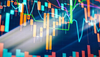 Dijital ekranda borsa iş grafik grafiği. Forex piyasası, Altın piyasası ve Ham petrol piyasası .