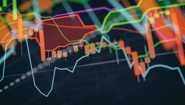 Графіку Фондової Біржі Інвестиційної Торгівлі Графічна Діаграма Форекса Цифровому Екрані — стокове фото
