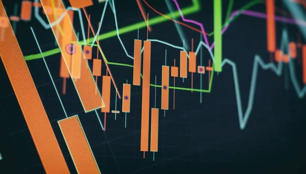 stock image Stock market business graph chart on digital screen.Forex market, Gold market and Crude oil market .