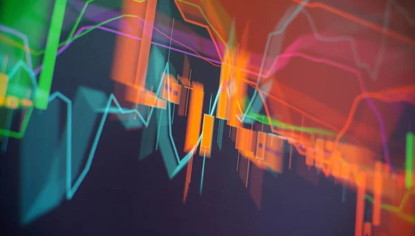 Aktienmarkt Geschäftsdiagramm Auf Digitalem Bildschirm Forex Markt Goldmarkt Und Rohölmarkt Stockbild