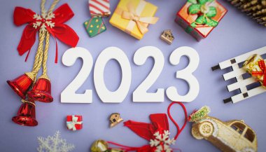 Merry Christmas and happy new year concept , Banner.Happy New Year 2023. A symbol from the number 2023