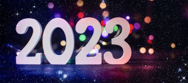 New Year 2023.  Blurred lights in the background.