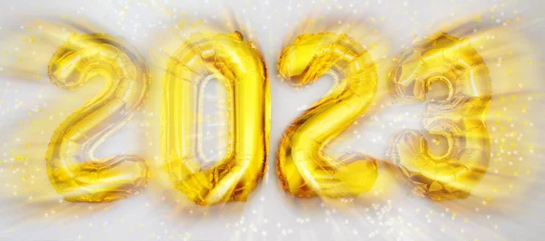 Happy New Year 2023 Celebration Foil Balloons Numeral 2023 Glitter — Stock Photo, Image