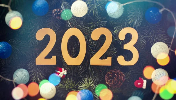 Urlaubs Grußkarte Rahmen Banner Neues Jahr 2023 — Stockfoto