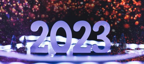 Новий Рік 2023 Розмиті Вогні Задньому Плані — стокове фото
