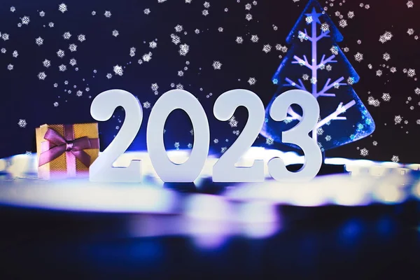 2023 Новий Рік Святкування Розмиті Вогні Задньому Плані — стокове фото