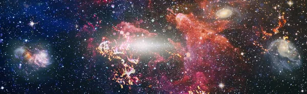 Panoramautsikt Över Ute Rymden Mörk Natthimmel Full Stjärnor Nebulosan Yttre — Stockfoto