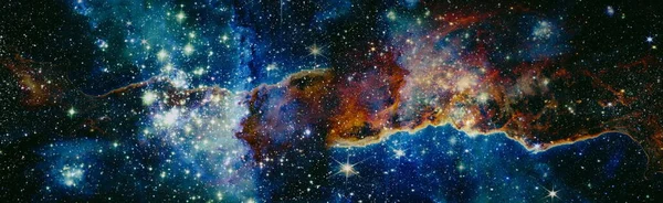 Panorama View Universe Space Galaxy Stars Night Sky Background Elements — Stock Photo, Image