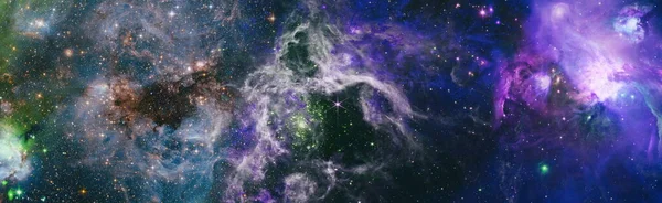 Panorama Visa Universum Utrymme Galax Med Stjärnor Natthimmel Bakgrund Delar — Stockfoto