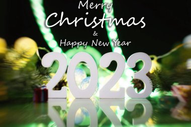 Merry Christmas and happy new year concept , Banner.Happy New Year 2023. A symbol from the number 2023