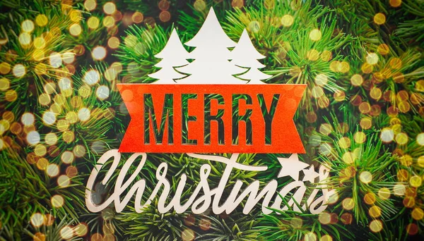ハッピーホリデーグリーティングカード フレーム バナー ノエル クリスマスの装飾品とギフトボックス — ストック写真