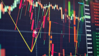 Dijital ekranda borsa iş grafik grafiği. Forex piyasası, Altın piyasası ve Ham petrol piyasası .