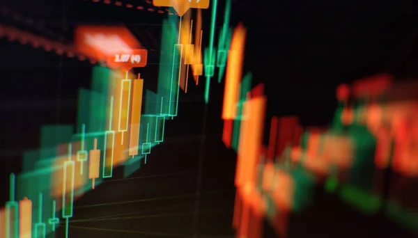 Dijital Ekranda Borsa Grafik Grafiği Forex Piyasası Altın Piyasası Ham — Stok fotoğraf