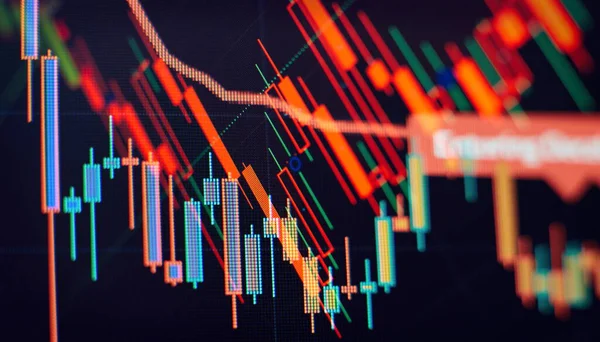 Obchodní Nebo Obchodní Šifrovací Měna Technická Cena Indikátorem Obrazovce Grafu — Stock fotografie