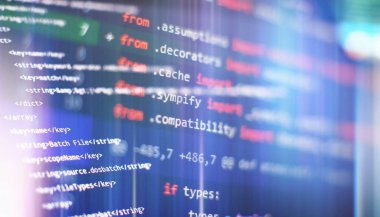 Bilgi işlem. Python kod bilgisayar ekranı. Mobil uygulama tasarımı kavramı.