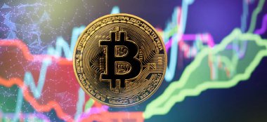 Bitcoin coins with global trading exchange market price chart