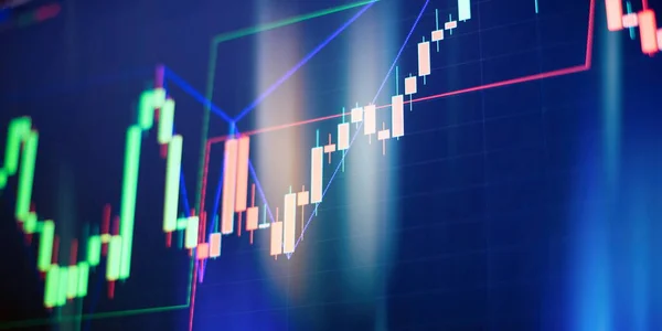 Analizi Konsepti Ekonomi Finans Için Ekran Ekranında Piyasa Ticaret Grafiği — Stok fotoğraf