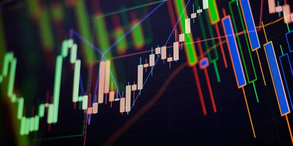Conceito Análise Negócios Gráfico Negociação Mercado Monitor Tela Para Economia — Fotografia de Stock