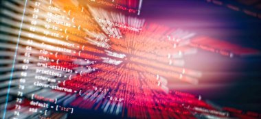 Bilgisayar Kaynağı Kod Programlayıcısı betiği. Bilgisayar ekranında kod sözdizimi