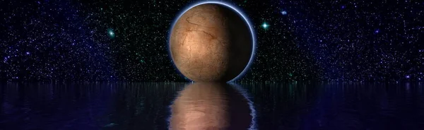 Марс Отражался Воде Космоса Показывая Всю Красоту Чрезвычайно Подробное Изображение — стоковое фото