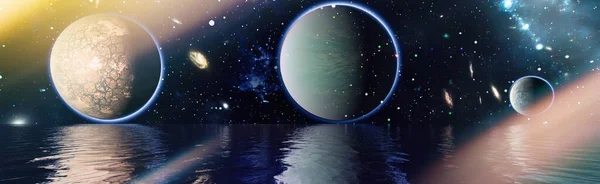 Mélyen Tükröződő Tér Vízben Csillagos Külső Tér Háttér Textúra Színes — Stock Fotó