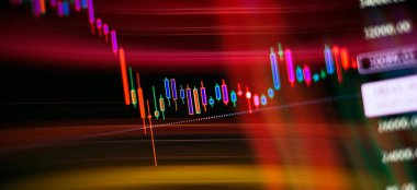 Piyasa Analizi 'ni de içeren mali grafik monitörde. Çubuk grafikler, Diyagramlar, finansal rakamlar.