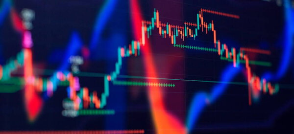 Торговля акциями, криптовалютный фон.