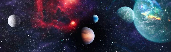 Hvězdy Planety Galaxie Volném Prostoru Mlhovina Jasné Hvězdy Vzdálená Galaxie — Stock fotografie