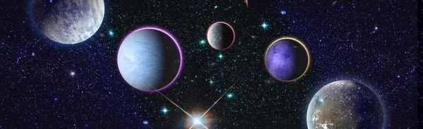 Planets Stars Galaxies Outer Space Showing Beauty Space Exploration — Fotografia de Stock