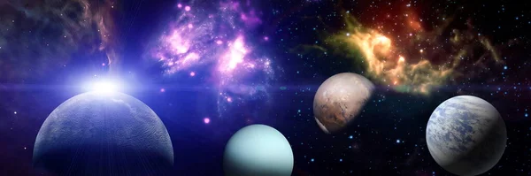 Planetas Impresionante Fondo Pantalla Ciencia Ficción Paisaje Cósmico — Foto de Stock